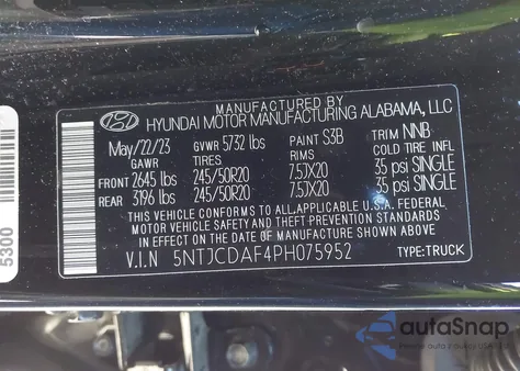 2023 Hyundai Santa Cruz Night z USA, uszkodzony, nr VIN 5NTJCDAF4PH075952